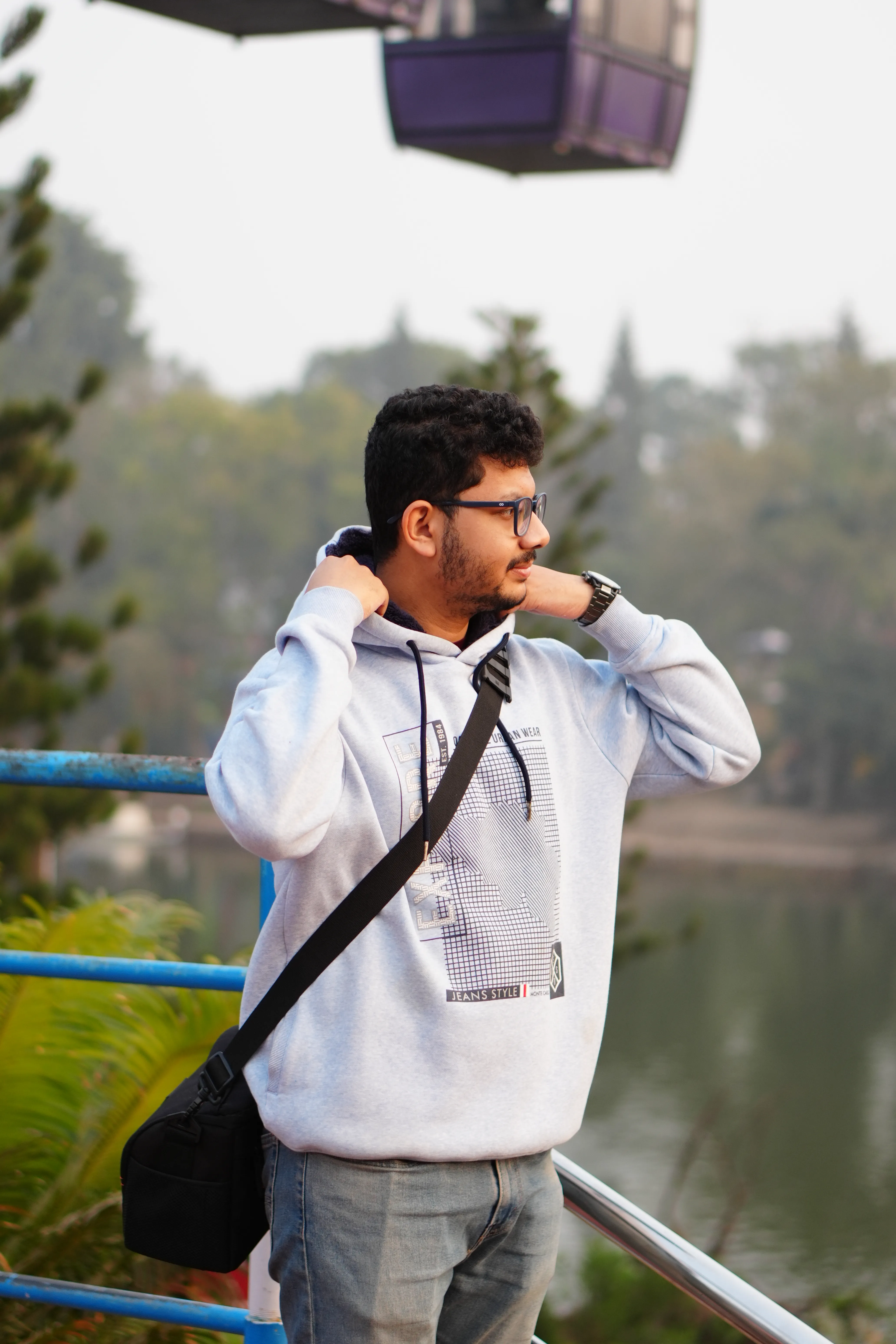 raktim standing beside rop weay — photograph by Raktim Ranjit